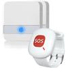 ALEENFOON Allarmi personali wireless per anziani Allarme Di Emergenza Mobile e Wireless, Per La Casa, Con Polso Pulsante Di Emergenza, Versione Plug-in, Per Persone Bisognose, Infermi, Anziani (1 a 2)