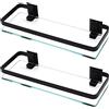 KES Mensole da Bagno Rettangolare con Barra in Alluminio Mensole Doccia da Muro Mensole in Vetro Temperato Extra Spesso in Stile Contemporaneo Nero, 1-Tier x 2, A4126A-BK-P2