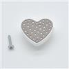 BOTTERLUIGI L S KIT 6 Pomoli in Legno a Forma di Cuore - Bianco e Tortora - Manopole per Camera Bambina, Cassetti e Armadi - Viti Incluse