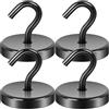 Neosmuk ganci magnetici al neodimio, 77 kg, neri, 4 pezzi | Ganci magnetici forti per armadietti, officina, tenda posteriore e barbecue; per appendere vestiti e accessori