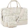 ITIEZY Borsone da viaggio da donna, borsa da viaggio con scomparto per scarpe, grande borsa da viaggio in nylon per il fine settimana, 4-beige Fiore, L, Borsa da viaggio da donna, con scomparto per scarpe