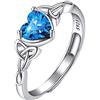 Suplight Anello Celtico Argento 925 Donna Pietra Cuore Blu Turchese Regolabile