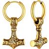 FOCALOOK Orecchini a forma di martello di Thor in acciaio inossidabile 316L orecchini martello di Thor orecchini uomo oro orecchini pendenti