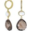 Bling Jewelry Orecchini a goccia con chiusura a cerchio per donna, eleganti, con pietre preziose traslucide, madreperla, briolette, quarzo fumé naturale a forma di pera, sfaccettato, placcati in oro 14K, color