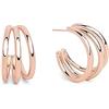 SINGULARU - Orecchini Cerchio Triple Pink. Ottone con Placcatura Oro Rosa 18Kt. Chiusura a Pressione. Gioielli da Donna