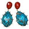 Zayka Jewelry Orecchini donna grandi particolari pendenti lunghi con pietra naturale Turchese in argento 925 placcati oro giallo 18K artigianali realizzati a mano.