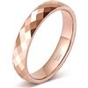 Zakk 4mm Anello da uomo e donna in tungsteno di larghezza lucido anelli di fidanzamento fedi nuziali anello di promessa (Oro rosa,65 (20.7))