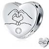 GLOWDAS Ti amo Cuore nelle tue mani Gesto Charms, si adatta Pandora San Valentino Bracciale, 925 Sterling Silver Infinity Amore Cuore Perline con Openwork Star, per la moglie/sposa/coppia Presente