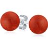 Bling Jewelry Semplici Orecchini A Perno Rotondi Con Sfera Di Corniola Rossa Tinta Naturale Per Donne In Argento Sterling .925 8MM