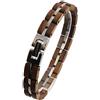 Waidzeit EL_W02 Bracciale da uomo Noce Legno Argento Marrone 21,5 cm, 21.5 cm, Legno