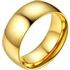 Bestyle Anello Oro Acciaio Anelli di Matrimonio Oro Anelli Acciaio Inossidabile Argento Misura 20 8mm Oro con Confezione Regalo