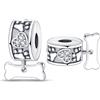 LONGLUCK 925 Argento Sterling Clip Charms per Collana Bracciale Perline Distanziatore con 5A Zirconia Festa della Mamma Regalo di Natale fai da te per le donne