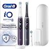 Oral-B Spazzolino Elettrico Ricaricabile iO 8N, Sensore di Pressione, Display Interattivo, Intelligenza Artificiale, 6 Modalità, 3 Testine 2 Spazzolini 1 Custodia da Viaggio, Nero e Viola, Idea Regalo
