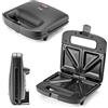 Huslog EasyBite Tostiera Elettrica Sandwich Maker 1000W, Piastre Triangolari Antiaderenti, per 2 Sandwich, Nero