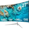 Z Z-Edge Z-Edge Monitor Pc Curvo 27'', 75Hz, FHD 1080P (1920x1080), Monitor Ufficio Bianco con HDMI Cavo, Schermo Gaming 1800R VA Frameless, Inclinazione Regolabile, 178° Angolo Visione, VGA+HDMI, Eye-Care