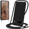 Knrlqim Cover per Google Pixel 8a 5G con Cordino Custodia con Laccio Collana Tracolla Collo Corda Regolabile Liquido Silicone Antiurto AntiGraffio Protettiva Case per Google Pixel 8a 5G 6.1,Nero
