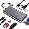 GERUI USB C HUB, docking station, adattatore USB C 11 in 1 con HDMI 4K, VGA, porta USB 3.0, tipo C PD, Ethernet RJ45, schede SD/TF, AUX da 3,5 mm, compatibile con MacBook Pro/Air