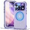 Beeasy per iPhone 17 Pro Max Cover Impermeabile IP68 con Magsafe, 360 Militare Antiurto Protezione Schermo Integrata, Custodia Magnetica Rugged Resistente, 6,9, Viola