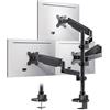 PUTORSEN Supporto per monitor 3 monitor per schermo da 17-32 pollici, supporto per monitor 3 monitor regolabile in altezza con braccio da 9 kg, asta da 67 cm, orientabile VESA 75/100 mm