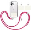 TBOC Cordino Catenella Laccio Strap Porta Cover [Fucsia] + 2 Toppe di Fissaggio aggiuntive [Bianco Ice] Telefono Cellulare Collo - Tracolla Catenina cordini Cellulari Telefoni Universale Laccetti