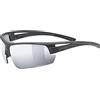 Uvex sportstyle ocean P, occhiali sportivi unisex, polarizzato, in materiale riciclato, black matt/black-silver, one size