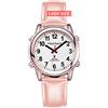 Hearkent Atomic - Orologio parlante con numeri grandi e cinturino espandibile, per non vedenti o anziani, Oro rosa con rosa, lady size, Cinturino