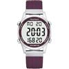 Hearkent 2401 - Orologio contapassi, da donna, per registrare calorie e distanza, sveglia, conteggio alla rovescia, visualizzazione dell'ora, senza carica o app, rosso scuro, orologio contapassi
