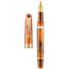 Asvine Penna stilografica P20 a stantuffo, pennino da 1,1 mm, per calligrafia e disegno artistico, in acrilico ambrato, con custodia