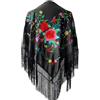 La Senorita La Señorita Foulard cintura chale manton de manila Flamenco di danza nero fiori colorati triangolo