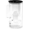 Wessper caraffa filtrante per l'acqua con contatore LED, 2 litri, caraffa filtrante vetro, brocca acqua compatta con classic filtro a carbone attivo, senza BPA - Nero