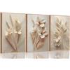 UZXTFQU 3 tele da parete con motivo floreale botanico beige neutro, moderna e semplice, decorazione da parete, poster vintage con fiori, stampa artistica per soggiorno, camera da letto, bagno, senza cornice