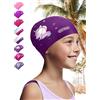 KIDVERSE Cuffia da nuoto impermeabile per bambini con gommini antiscivolo - Cuffia da bagno per bambini - Protezione UV per bambini 100% resistente agli strappi - Cuffia da nuoto per bambini