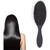 BelleFlair Spazzola per capelli setole di cinghiale Nero, Paddle Brush per donne e uomini, Spazzola professionale per extension e districante per capelli spessi e lunghi