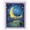 Meecaa Kit per punto croce, 11 punti, motivo cielo stellato, Van Gogh, luna e fiume Niron con accessori, prestampato (30 x 40 cm) (cielo stellato)