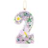 mciskin Candele per 2° compleanno, candele per 2° compleanno, candela viola numero 2 per torta, viola paillettes candela topper per torta per ragazze ragazzi farfalla a tema decorazioni per feste di