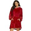 O³ Maglione Plaid da Donna [Maglione Gigante - Taglia XL ] Coperta con Maniche e Cappuccio in Pile, Plaid con Cappuccio, Ultra Morbido e Caldo, Ideale per Le Notti Invernali