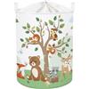 HUUMONSS Grande Cesta Porta Biancheria Animale Della Foresta Pieghevole Cestini Portaoggetti Giocattoli/Vestiti per Genitore Cesta Indumenti Sporchi per Bagno, Scoiattolo, 63L