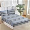Tokokimo Lenzuola con angoli per letto king size, 35 cm di profondità, in microfibra morbida, a righe geometriche in stile boho, colore: blu navy. Lenzuola con angoli king size da 35 cm di profondità