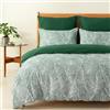 Tokokimo Set di biancheria da letto con copripiumino in microfibra morbida, 260 x 220 cm, con 2 federe, colore verde smeraldo, motivo a foglie tropicali, colore verde