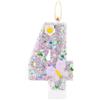 mciskin Candele per 4° compleanno, candele per 4° compleanno, candele viola numero 4 per torta, viola paillettes candela topper per torta per ragazze ragazzi farfalla a tema decorazioni per feste di