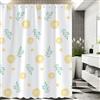 Lerores - Tenda per doccia e vasca da bagno, 240x200 cm, con foglie di limone, fondo pesante antimuffa, tessuto impermeabile e lavabile in poliestere, per bagno, con 14 anelli per tenda da doccia