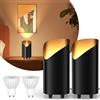 Benma Faretto LED Uplight da pavimento, 2 pezzi, 7 W, per illuminazione indiretta, lampada da terra con lampadina LED GU10 da 500 lm, luce calda da 3000 Kelvin, nero
