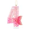 mciskin Candela glitterata con 4 numeri, candela rosa per 4° compleanno con coda di sirena, decorazioni per il 4° compleanno per ragazzi e ragazze, forniture per feste a tema sirena