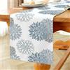 Vorysum Runner da Tavolo Moderno Impermeabile Floreale Runner Tavola Blu Grigio Dalie Stagionale Autunno Cucina Decorazione per Interni, Vacanze, Feste, Matrimoni 33 x 120 cm