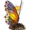 Bieye L31406 Lampada da tavolo decorativa in vetro colorato in stile Tiffany a forma di farfalla, luce notturna per comodino, soggiorno, camera da letto, 8L x 9A
