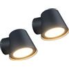 Klighten 2 Pezzi Lampada da Parete GU10 Esterni/Interni, Moderna Applique da Esterno, IP65 Luci da parete in Alluminio+PC, per Giardino Balcone Ingressi, Lampadina non Inclusa, Antracite