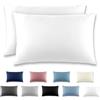 REDKEY Coppia di Federe 50 x 70 cm, Set di 2 Tessuti per Cuscino Letto, con Cerniera Nascosta, 100% Microfibra è morbida e traspirante， Bianco