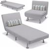 BAKAJI Divano Poltrona Letto 1 Posto Singolo Struttura in Metallo Rivestimento in Tessuto Imbottito Schienale Reclinabile 5 posizioni Dimensione 75x73x73cm (Grigio)