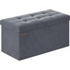 SONGMICS Cassapanca, Pouf Contenitore, Poggiapiedi Pieghevole da 38 x 76 x 38 cm, Ottomano, Regge fino a 300 kg, per Soggiorno, Camera da Letto, Entrata, Grigio Ardesia LSF247G01