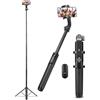 Spigen Treppiede Smartphone Bastone Selfie 160 cm Wondersnap S560W Selfie Stick con Telecomando per iPhone, Galaxy, Pixel, Xiaomi, GoPro etc - Nero